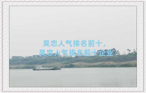 吴忠人气排名前十，吴忠人气排名前十企业