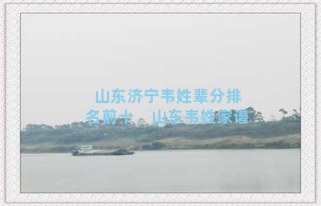 山东济宁韦姓辈分排名前十，山东韦姓家谱